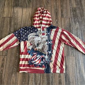 Patriotic Red White and Blue USA Elephant Hoodie Adult Large